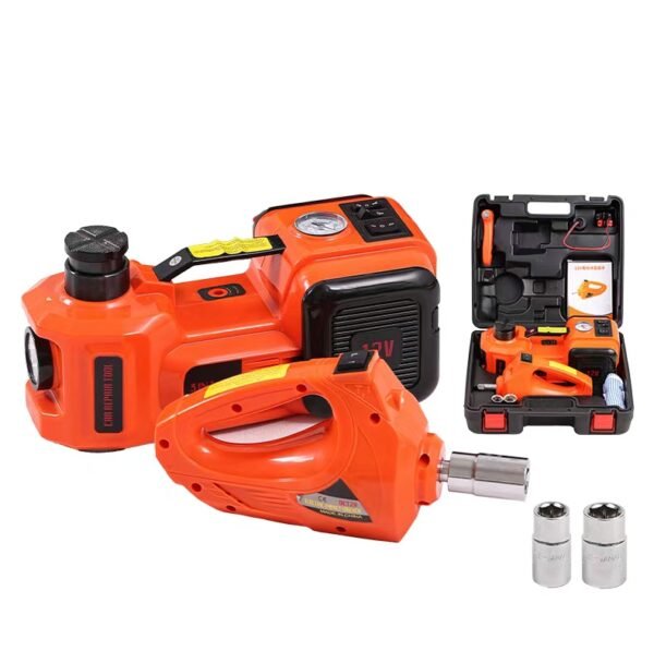 5 Ton Electric Hydraulic Car Jack 3-in-1 with Inflatable Pump, LED Light & Electric Impact Wrench, Portable Hard Case for SUV MPV Truck Sedan