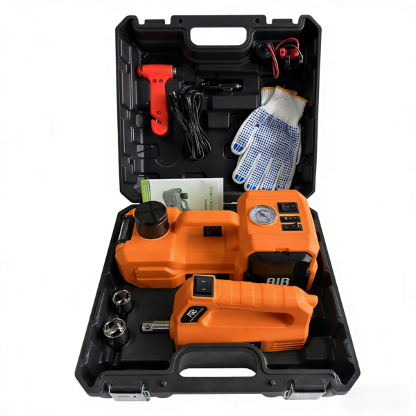 Electric Jack Kit,Orange 5 Ton 12V Portable Electric Jack Kit | All-in-One Tire Inflator & 90° Rotatable Work Light