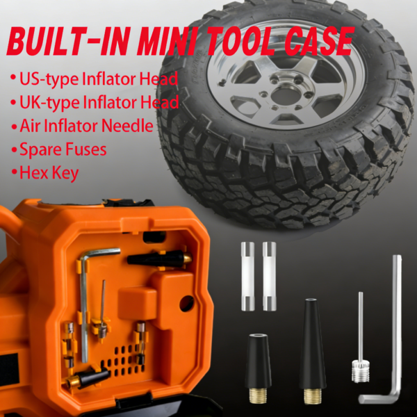 Electric Jack Kit,Orange 5 Ton 12V Portable Electric Jack Kit | All-in-One Tire Inflator & 90° Rotatable Work Light