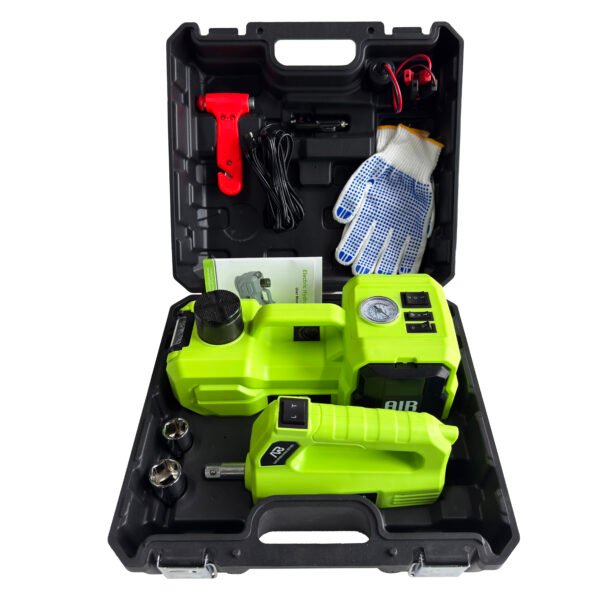 12V 5T Electric Car Jack with Air Inflator & 90° Adjustable LED Light | All-in-One Hydraulic Jack for Tire Change