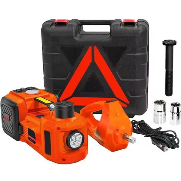 5 Ton Electric Hydraulic Car Jack 3-in-1 with Inflatable Pump & LED Light, Available with Electric Impact Wrench, Portable Hard Case for SUV MPV Truck