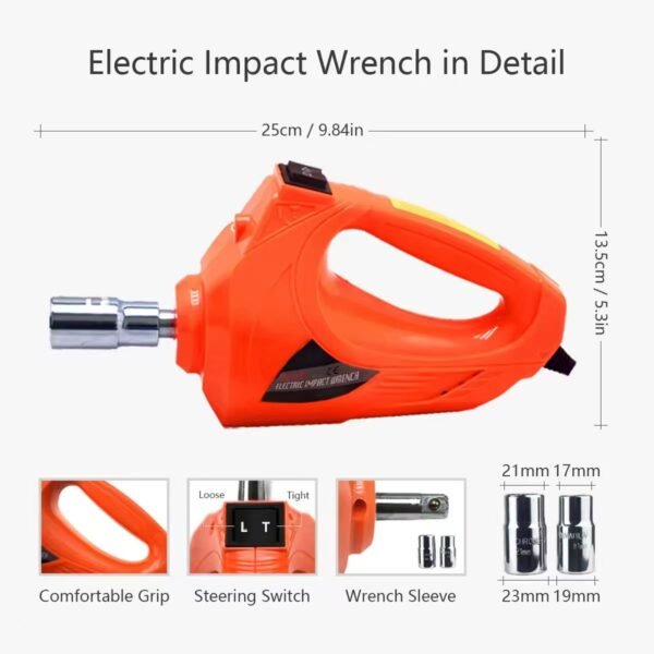 High-Efficiency Electric Impact Wrench 450N.M, 1/2" Anvil with 2 Socket Sleeves, Fast Tire Removal Tool for Car SUV Truck