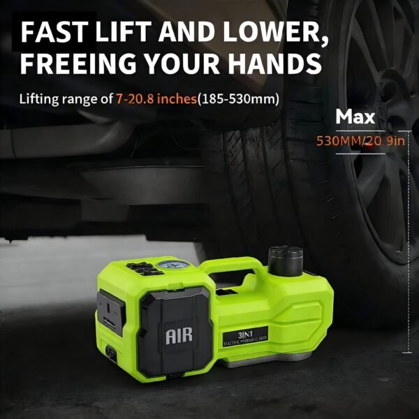 Electric Car Jack, 5 Ton/11023 LBS Hydraulic Jack with Electric Impact Wrench, Portable Car Lift with Built-in Inflatable Pump, and LED Light for SUV MPV Sedan Truck Change Tires Garage Repair