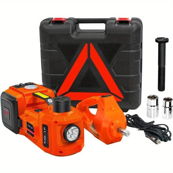 Electric Car Jack, 5 Ton/11023 LBS Hydraulic Jack with Electric Impact Wrench, Portable Car Lift with Built-in Inflatable Pump, and LED Light for SUV MPV Sedan Truck Change Tires Garage Repair