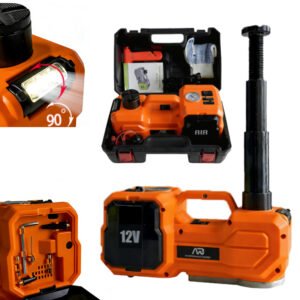 橙色图 Electric Jack Kit,Orange 5 Ton 12V Portable Electric Jack Kit | All-in-One Tire Inflator & 90° Rotatable Work Light